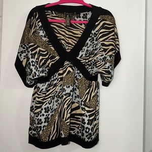 💕 Grass Collections Satin Animal Print Blouse